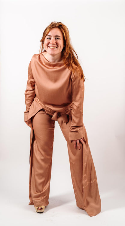 Das ganze OUTFIT: Wickelhose + Oberteil als Set - „Ich bin eine Leckerlady“ Lizenz zum Genießen